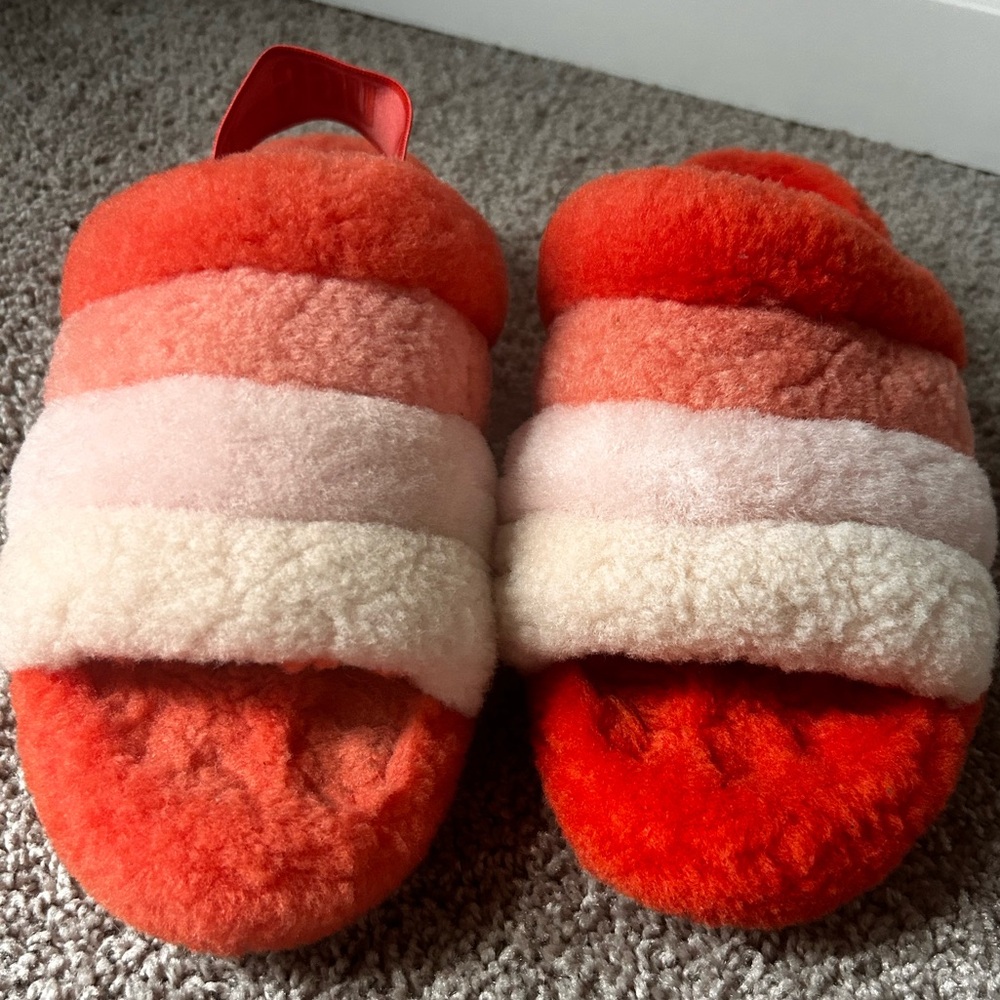 UGG Fluff Yeah Slides Slippers in Lava Flow size W8 - Picture 3 of 10